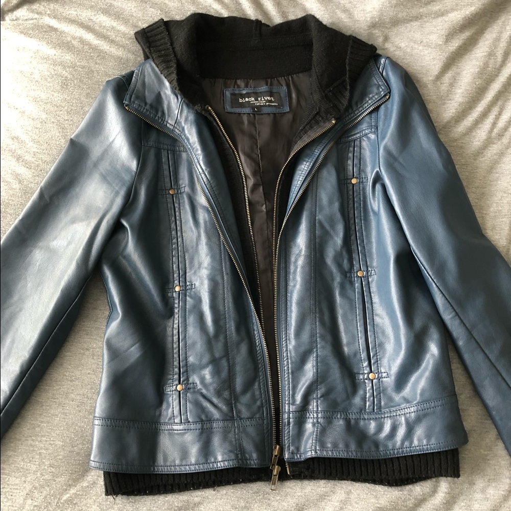 Unique Blue Genuine Leather Jacket